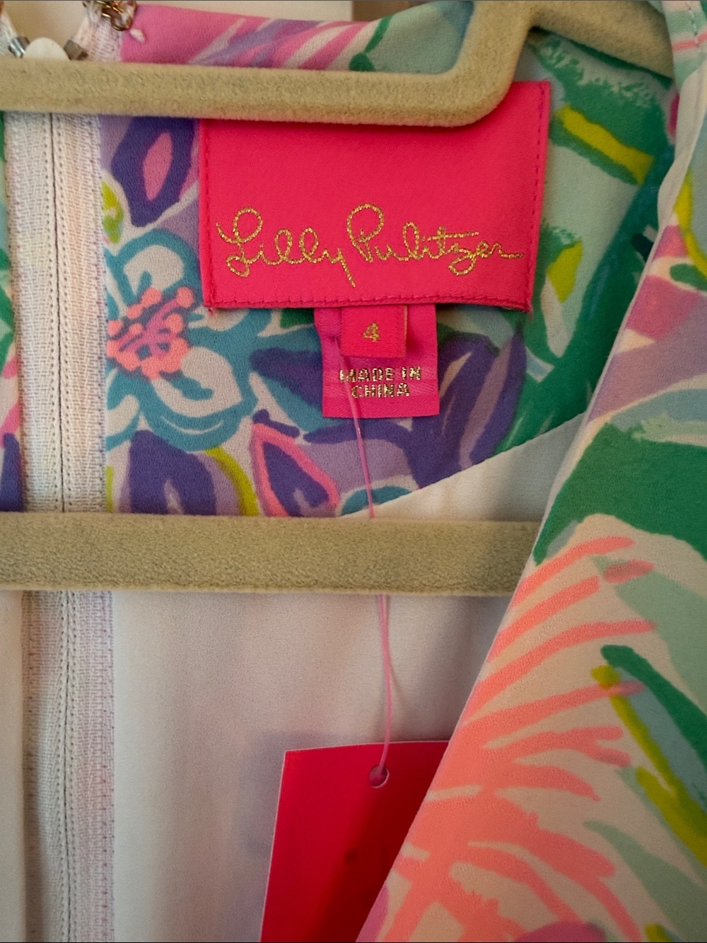 Lilly Pulitzer Pink Tropical Floral V-Neck Flutter Sleeve Dress - Picture 2 of 5